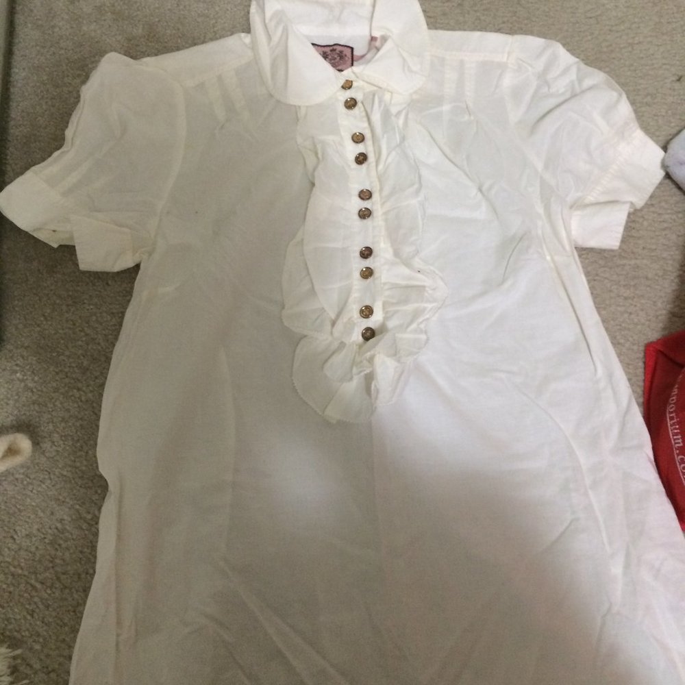 juicy couture ruffle blouse sz 4 white